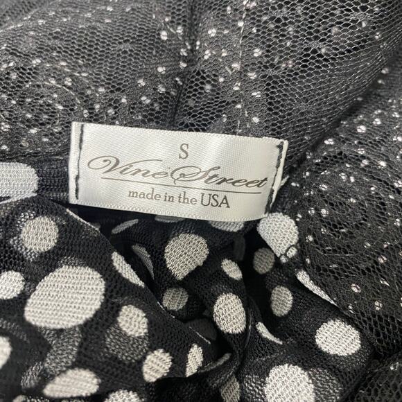 Vine Street Womens Size S Sheer Mesh Polka Dot 3/4 Sleeve Cardigan - Picture 4 of 5